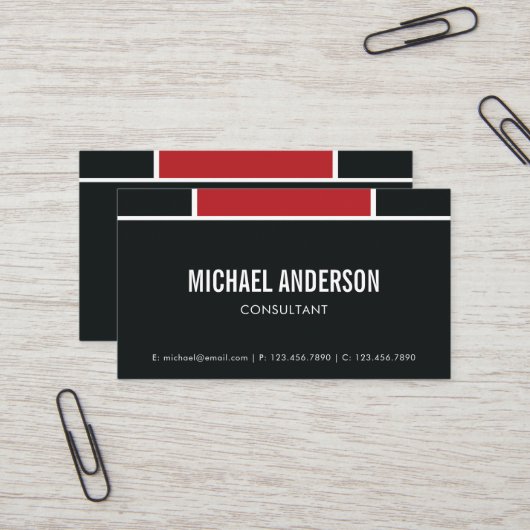 幾何学的な赤と黒のプロフェッショナル名刺 名刺 (正面/裏面インサイチュ)