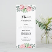 幾何学的な赤面の花の結婚式メニュー メニュー (スタンド正面)