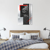 幾何学的な赤、黒、灰色、キャンバスモダンのウォールアート キャンバスプリント (インサイチュ (寝室))