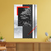 幾何学的な赤、黒、灰色、キャンバスモダンのウォールアート キャンバスプリント (インサイチュ (リビング))