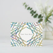 幾何学的な輝きの色とゴールドのカスタムおしゃれパーティー 案内ポストカード (スタンド正面)