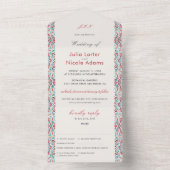 幾何学的な輝きを放つメタリックなラグジュアリーウェディング オールインワン招待状 (内側)