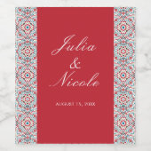 幾何学的な輝きを放つメタリックなラグジュアリーウェディング ワインラベル (シングルラベル)