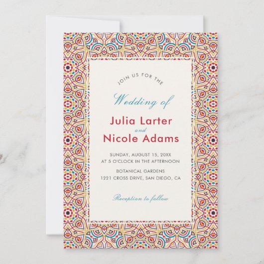 幾何学的な輝きを放つメタリックなラグジュアリーウェディング 招待状 (正面)