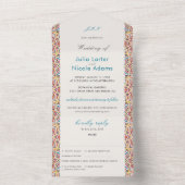 幾何学的な輝きを放つメタリックラグジュアリーウェディング オールインワン招待状 (内側)