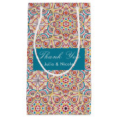 幾何学的な輝きを放つメタリックラグジュアリーウェディング スモールペーパーバッグ (正面)