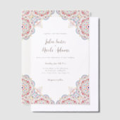 幾何学的な輝きを放つメタリックラグジュアリーウェディング ベラム紙招待状 (オフセット)