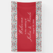 幾何学的な輝きを放つメタリックラグジュアリーウェディング 横断幕 (縦)