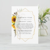 幾何学的な農村のひまわり 縮小された結婚式のゲスト 案内状 (スタンド正面)