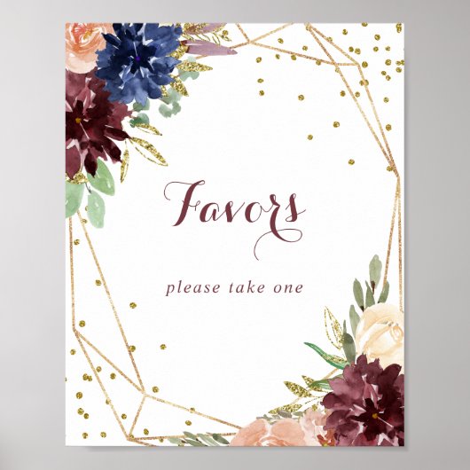 幾何学的な農村風ゴールドグリッターの好意の看板 ポスター (正面)