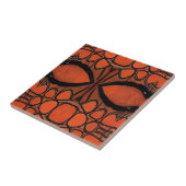 幾何学的な部族のモザイク抽象芸術オレンジ色の黒い目 タイル (側面)