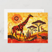 幾何学的な部族デザインを持つアフリカのキリン シーズンポストカード (正面/裏面)