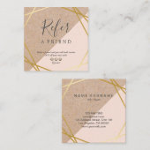 幾何学的な金ゴールドのクラフトによって印刷されるLtパステル調のピンクは参照します スクエア名刺 (正面/裏面)