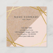 幾何学的な金ゴールドのクラフトによって印刷されるLtパステル調のピンクは参照します スクエア名刺 (裏面)