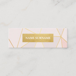 幾何学的な金ゴールドのパステル調ピンクの小型名刺 スキニー名刺