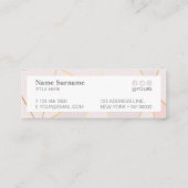 幾何学的な金ゴールドのパステル調ピンクの小型名刺 スキニー名刺 (裏面)