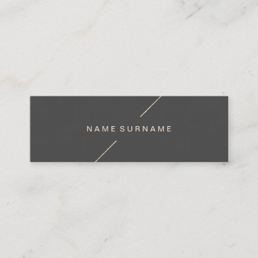 幾何学的な金ゴールドのモダンな最小主義のダークグレー スキニー名刺 (正面)