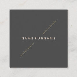 幾何学的な金ゴールドのモダンな最小主義のダークグレー スクエア名刺
