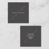 幾何学的な金ゴールドのモダンな最小主義のダークグレー スクエア名刺 (正面/裏面)