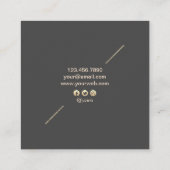 幾何学的な金ゴールドのモダンな最小主義のダークグレー スクエア名刺 (裏面)