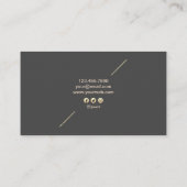 幾何学的な金ゴールドのモダンな最小主義のダークグレー 名刺 (裏面)