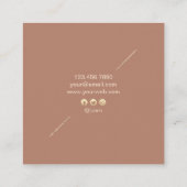 幾何学的な金ゴールドモダンな最小主義のSocialMediaブラウン スクエア名刺 (裏面)