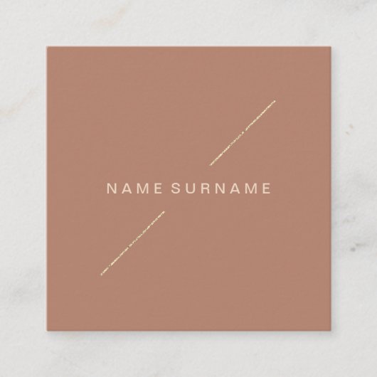 幾何学的な金ゴールドモダンな最小主義のSocialMediaブラウン スクエア名刺 (正面)