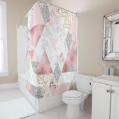 幾何学的な金ゴールド銀の三角形、大理石のパターン。 シャワーカーテン (インサイチュ)