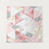 幾何学的な金ゴールド銀の三角形、大理石のパターン。 タペストリー (正面(横))