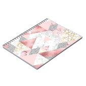 幾何学的な金ゴールド銀の三角形、大理石のパターン。 ノートブック (左側)