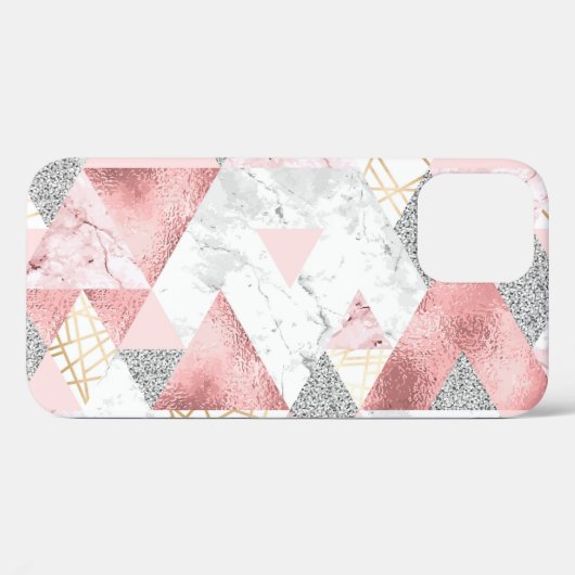 幾何学的な金ゴールド銀の三角形、大理石のパターン。 Case-Mate iPhoneケース (裏面 (横))