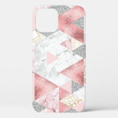 幾何学的な金ゴールド銀の三角形、大理石のパターン。 Case-Mate iPhoneケース (裏面)