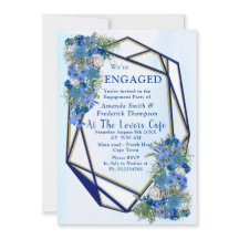 幾何学的な金ゴールド – ネイビーフレームと青い花