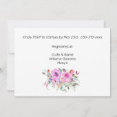 幾何学的な金ゴールド・フレーム付き水彩花束 招待状 (裏面)