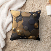 幾何学的な金属抽象芸術ウォールアート – 金ゴールドとBl クッション (ブランケット)