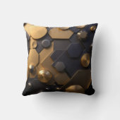 幾何学的な金属抽象芸術ウォールアート – 金ゴールドとBl クッション (裏面)