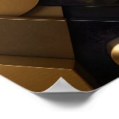 幾何学的な金属抽象芸術ウォールアート – 金ゴールドとBl ポスター (角)