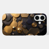 幾何学的な金属抽象芸術ウォールアート – 金ゴールドとBl Case-Mate iPhoneケース (裏面 (横))
