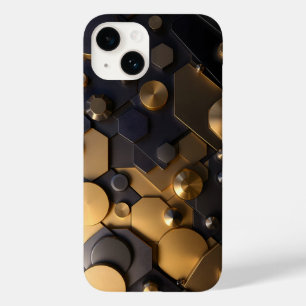 幾何学的な金属抽象芸術ウォールアート – 金ゴールドとBl Case-Mate iPhone 14ケース