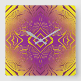 幾何学的な金属渦巻の質 スクエア壁時計