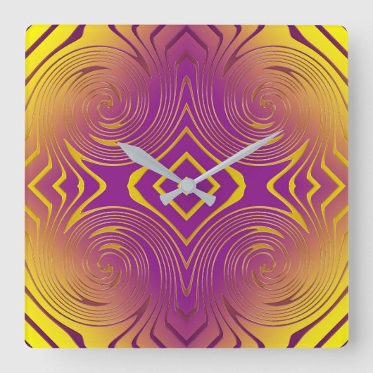 幾何学的な金属渦巻の質 スクエア壁時計 (正面)