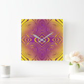 幾何学的な金属渦巻の質 スクエア壁時計 (ホーム)