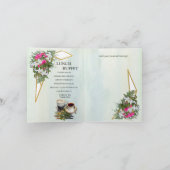 幾何学的な金色の花の花束カップルシャワー 招待状 (内部)