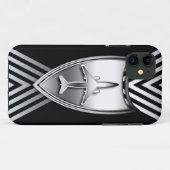 幾何学的な銀製および黒いジェット機の飛行機 Case-Mate iPhoneケース (裏面(横))