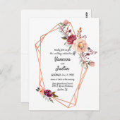 幾何学的な銅フローラ結婚式の招待はがき ポストカード (正面/裏面)