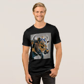 幾何学的な雄牛アート トライブレンドTシャツ (正面全面)