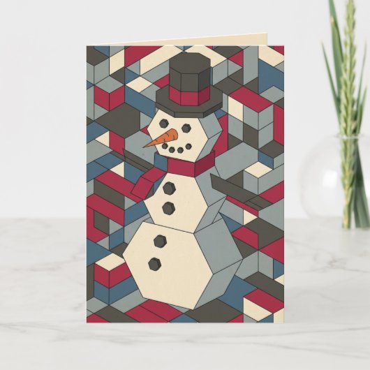 幾何学的な雪だるまのクリスマスカード シーズンカード (正面)