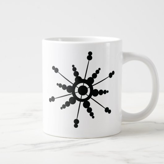 幾何学的な雪の結晶の泡の冬の休日 ジャンボコーヒーマグカップ (右)