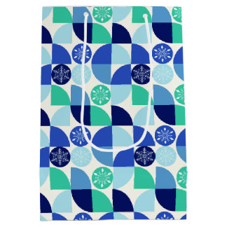 幾何学的な雪片 – 背景 – 抱き枕 ミディアムペーパーバッグ