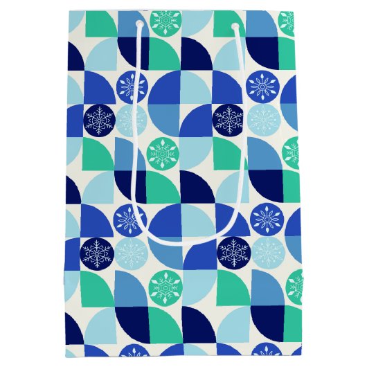 幾何学的な雪片 – 背景 – 抱き枕 ミディアムペーパーバッグ (裏面)